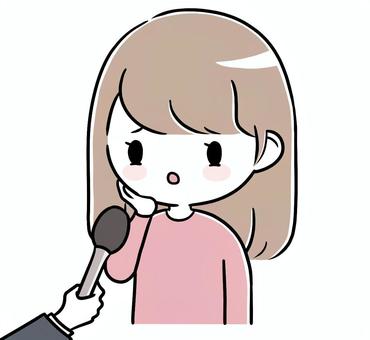 不安そうにインタビューに答える女性 女性,インタビュー,取材,質問,調査,マイク,リポーター,記者,ニュース,不安のイラスト素材