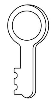 鍵の線画 鍵,キー,線画,シンプル,塗り絵,アイコン,白黒のイラスト素材