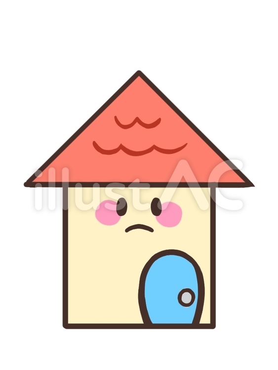 困り顔の家 家,お家,困り顔のイラスト素材