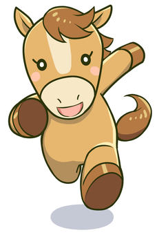 走るポーズの可愛い馬のキャラクター 馬,午年,干支,年賀状素材,2026,2026年,年賀状,新年,新春,ウマのイラスト素材