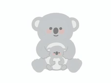 コアラの親子 コアラ,動物,哺乳類,動物園,かわいい,シンプル,親子,グレー,座る,挿絵のイラスト素材