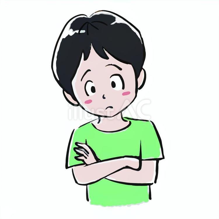 考える男の子 考える,悩む,男の子のイラスト素材