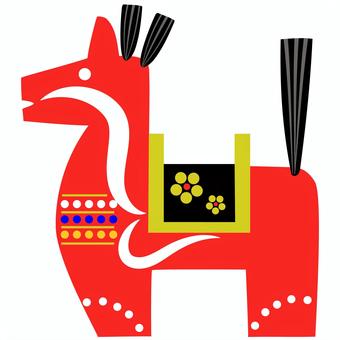 馬の置物-八幡馬（赤） 八幡馬,置物,青森県,郷土玩具,民芸品,木彫り,伝統,八戸市,年賀状,午年のイラスト素材
