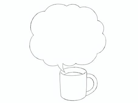 吹き出し【湯気(線画)】 吹き出し,湯気,ホットコーヒー,ホットミルク,紅茶,マグカップ,熱い,ホット,ほかほか,モノクロのイラスト素材