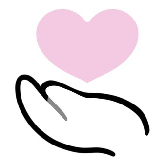 片手でハート　モノクロ ハート,気持ち,好き,手のひら,アイコン,シンプル,イラスト,思いやり,心,優しさのイラスト素材