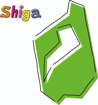 滋賀　手描き風のシンプルな線画の地図  滋賀,県,都道府県,手描き,フリーハンド,地域,地方,地図,ラフ,シンプルのイラスト素材