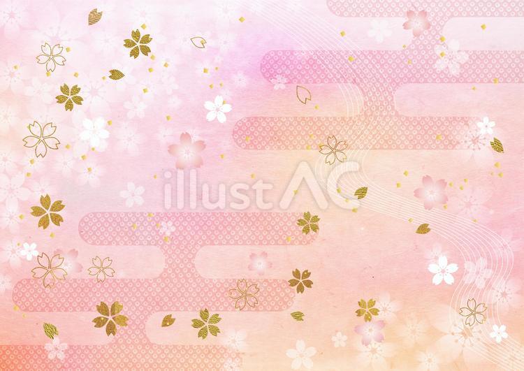 桜と和柄背景4008 桜,和柄,和紙のイラスト素材