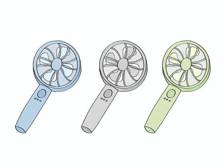 くすみカラーの可愛いファンディファン② ハンディファン,扇風機,手持ち扇風機,ミニファン,携帯扇風機,ファン,風,涼しい,暑さ対策,熱中症対策のイラスト素材
