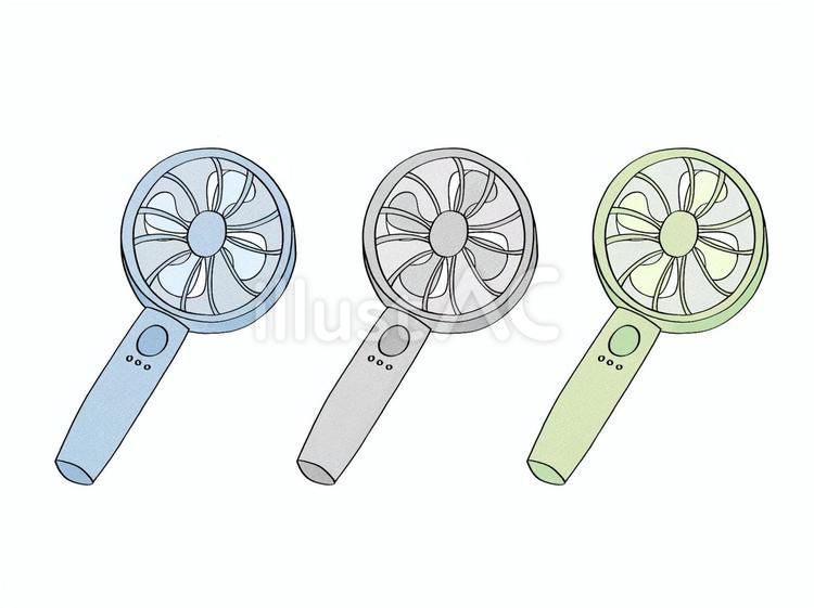 くすみカラーの可愛いファンディファン② ハンディファン,扇風機,手持ち扇風機のイラスト素材