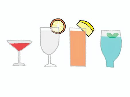 カクテル カクテル カクテル,アルコール,ノンアルコール,お酒,pop調,手描き,挿絵,ワンポイント,素材,商用可のイラスト素材