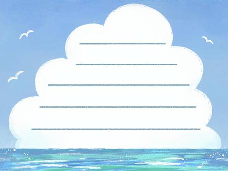 海と入道雲のフレーム(罫線入り) 海と入道雲のフレーム(罫線入り) 海,入道雲,夏のイラスト素材