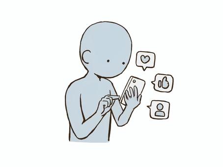 SNSをするドローイング デッサン,人形,ラフ,ポーズ,sns,ドローイング,スマホ,いいね,情報,インターネットのイラスト素材