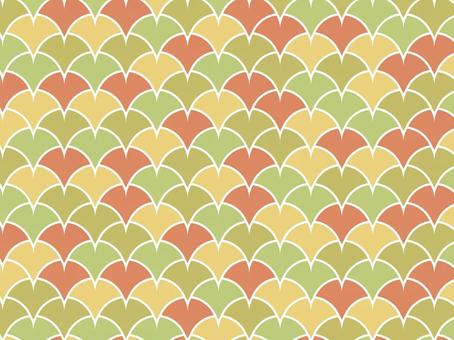 イチョウパターンの背景  背景,イチョウ,黄色,緑,オレンジ,紅葉,バックグラウンド,おしゃれ,かわいい,繰り返しのイラスト素材