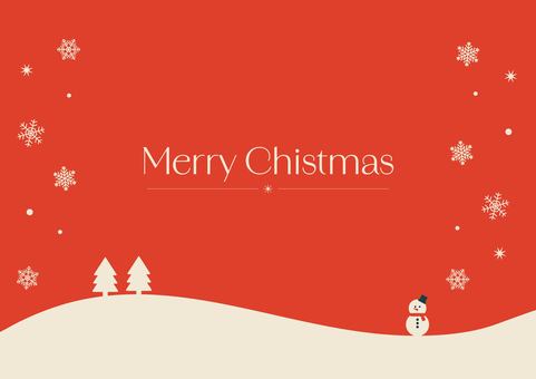 赤のクリスマス背景 クリスマス,赤,雪,雪の結晶,雪だるま,ツリー,背景,シンプル,フレーム,クリスマスカードのイラスト素材