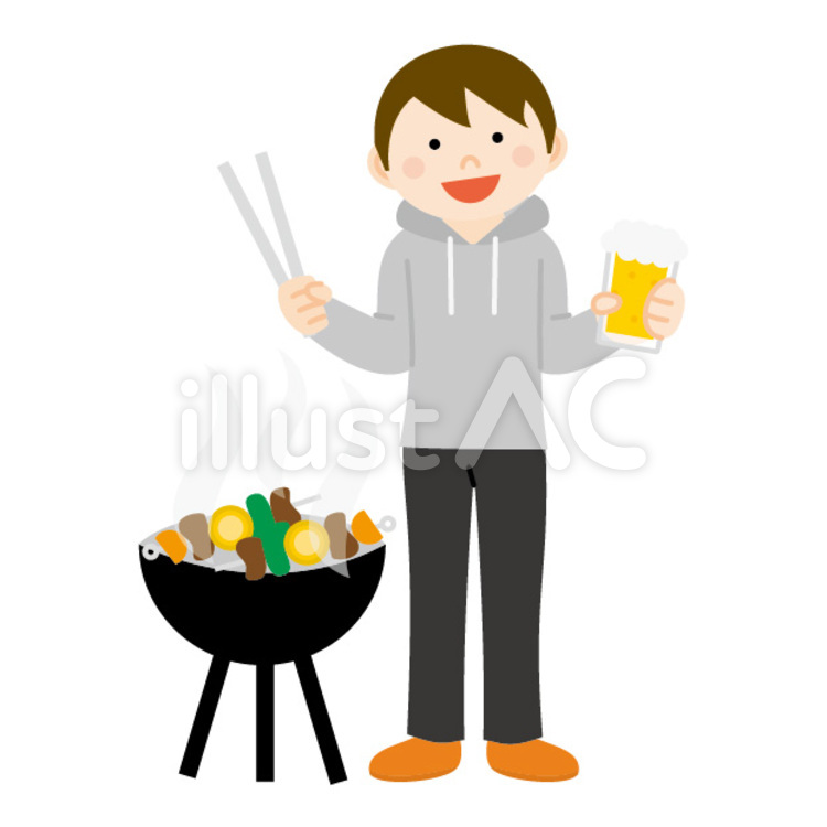 BBQ(男性) bbq,男性,バーベキューのイラスト素材