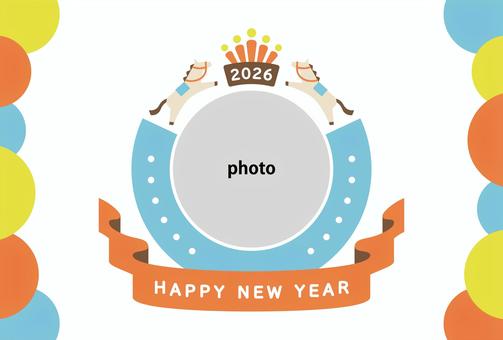 HNY2026エンブレム_フレッシュ横 年賀状,年賀状素材,2026のイラスト素材