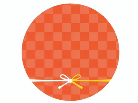 年賀状や祝いに使える和柄と水引の枠1　赤 年賀状,祝い,お正月,フレーム,枠,水引,蝶結び,謹賀新年,市松模様,和柄のイラスト素材