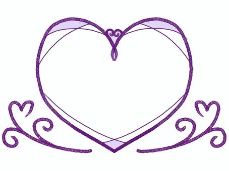 ハートの飾りフレーム紫 ハート,フレーム,枠,手描き,背景透過,バレンタイン,愛,素材,パステルカラー,おしゃれのイラスト素材