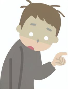 被害を受けボロボロになりつつも犯人を特定 被害者,犯人,犯人捜し,追及,糾弾,責める,指差し,ボロボロ,体調不良,真っ青のイラスト素材