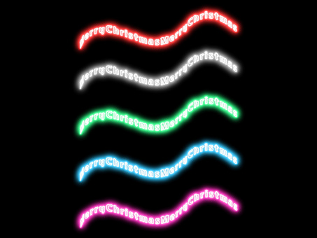 ネオンのリボン文字　メリークリスマス リボン,文字,メリークリスマス,英文字,立体,ネオン,ライト,光,灯,蛍光色のイラスト素材