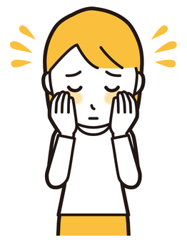  ロングヘア女性(黄)-273-バスト 赤面,女性,女の子,人物,かわいい,恥ずかしい,焦る,慌てる,バストアップ,上半身のイラスト素材