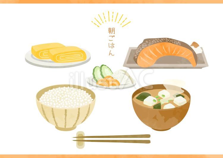 かわいい和食の朝ごはんのイラスト 食べ物,朝ごはん,朝食のイラスト素材