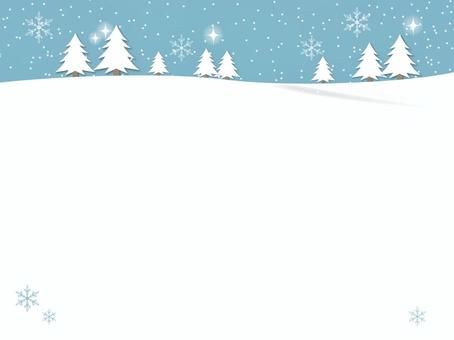 雪ともみの木のクリスマスカード 雪,背景,フレーム,冬,雪の結晶,もみの木,クリスマス,雪山,雪空,星のイラスト素材