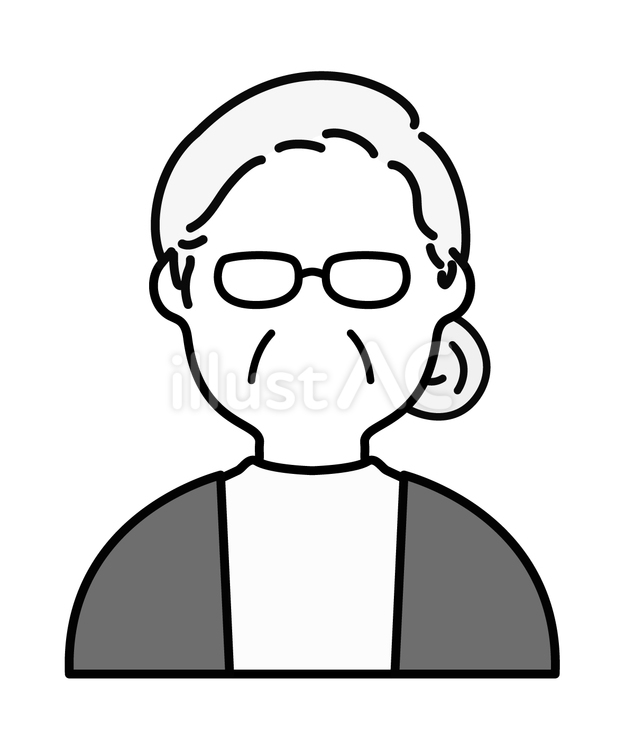 アイコン(眼鏡をかけたおばあちゃん5) おばあちゃん,おばあさん,女性のイラスト素材