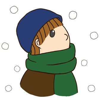 見上げる人1_2 人,雪,見上げる,冬,帽子,マフラー,地味,ダークカラー,冬服,挿絵のイラスト素材