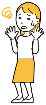  ロングヘア女性(黄)-518-全身