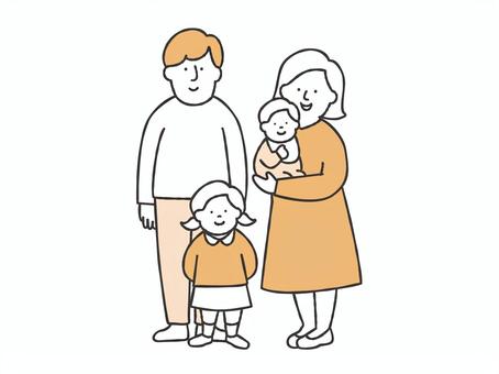 Illustration material of a family of four, , JPG, PNG and AI