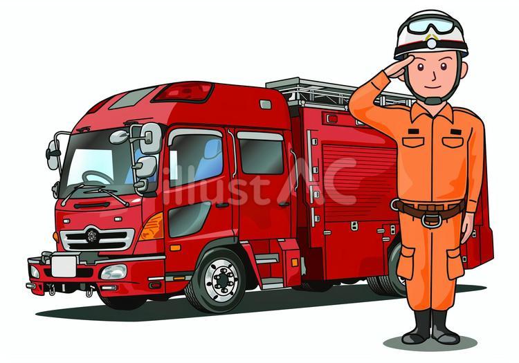 レスキュー車と隊員 消防,消防署,レスキュー車のイラスト素材