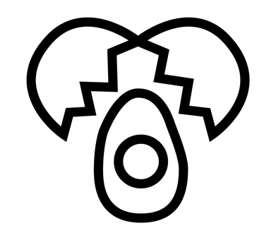 卵のイラストロゴマーク 卵,たまご,殻,割る,生卵,鶏,料理,調理,ロゴ,アイコンのイラスト素材