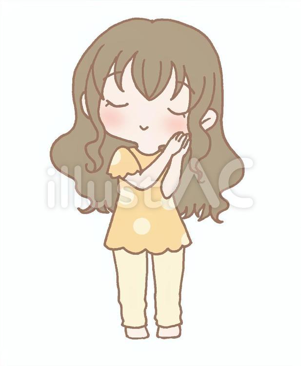 おやすみ 女性,かわいい,手書きのイラスト素材