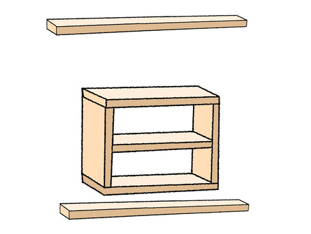 一旦 一旦,文字絵,木材,木,材料,板,棚,組立,pop調,手描きのイラスト素材