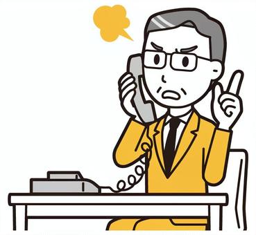  中年スーツ眼鏡(黄)-405-バスト 電話,怒る,サラリーマン,会社員,中年,ビジネスマン,オフィス,ビジネス,営業マン,先生のイラスト素材