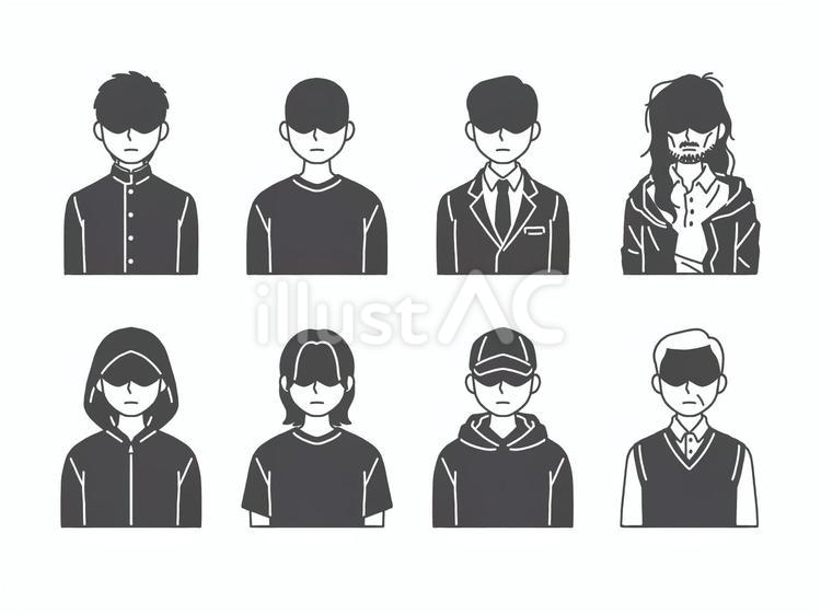 男性　容疑者 事件,凶器,犯人のイラスト素材