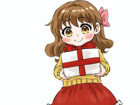 笑顔の女の子とプレゼント