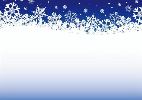 降り積もる雪の結晶と青色の背景素材