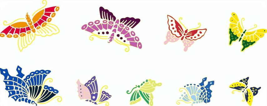 Japanese-style butterfly 9-piece set, , JPG, PNG and AI