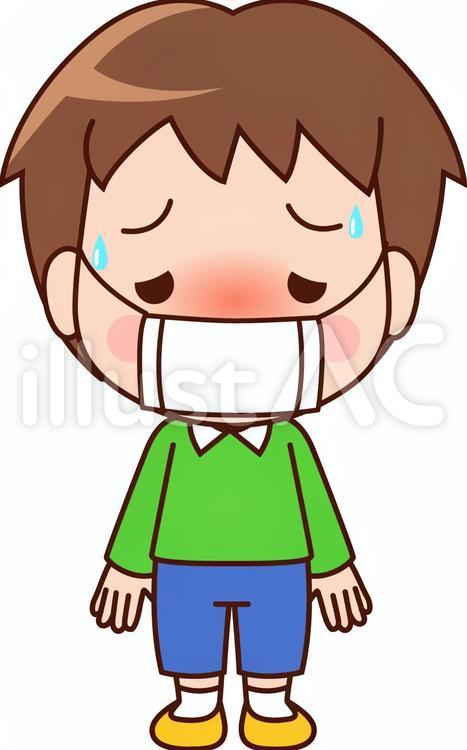 熱が出た男の子 熱,発熱,体調不良のイラスト素材
