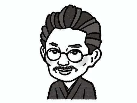 優しく微笑む室生犀星 室生犀星,似顔絵,肖像画,ゆるい,かわいい,手描き,デフォルメ,歴史,人物,上半身のイラスト素材