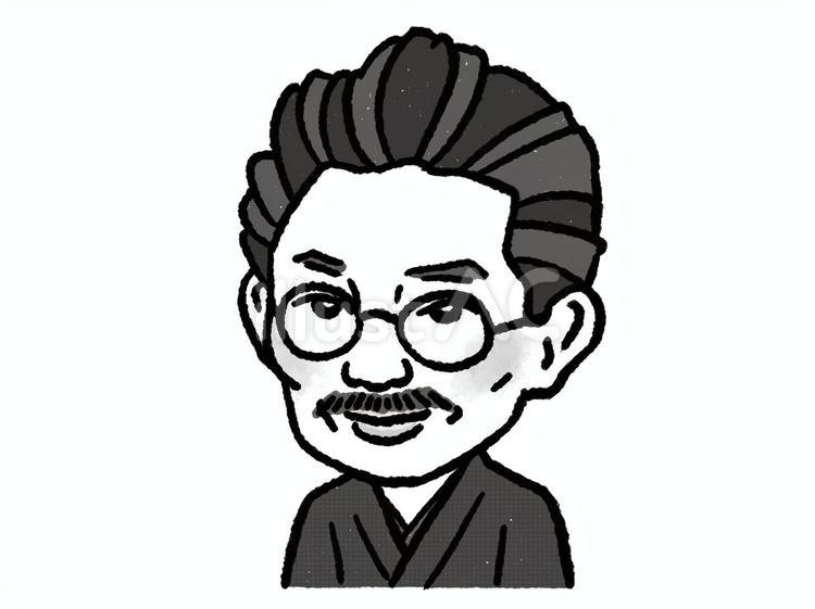 優しく微笑む室生犀星 室生犀星,似顔絵,肖像画のイラスト素材