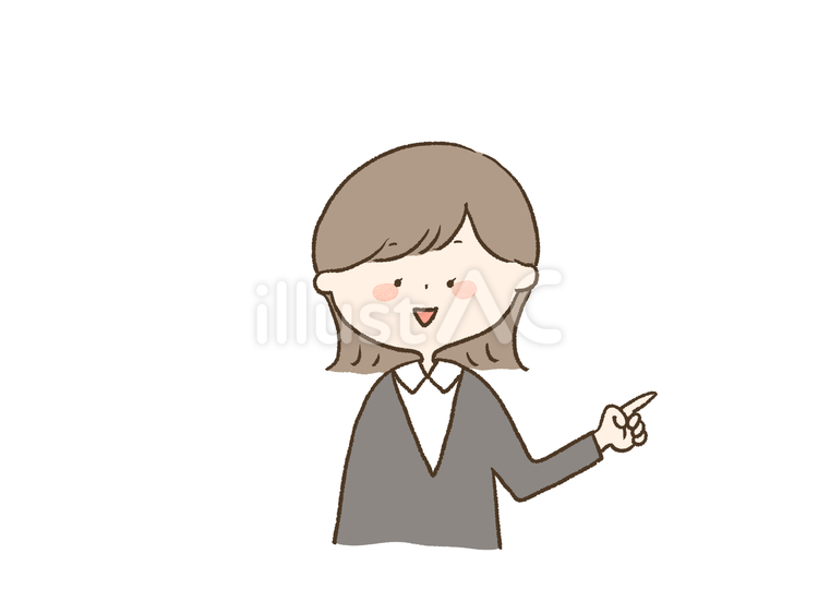 左を指差す女の人 女性,左,指差しのイラスト素材