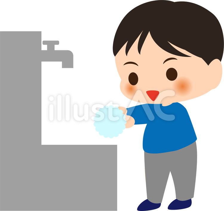 手を洗う男の子 幼稚園,手洗い,男の子のイラスト素材