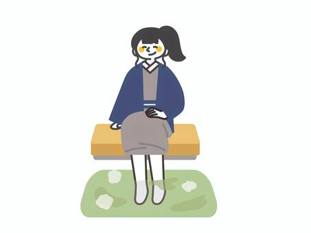 足湯に浸かる女性 人,女性,温泉,足湯,お風呂,旅行,入浴,一人旅,トラベル,ツアーのイラスト素材