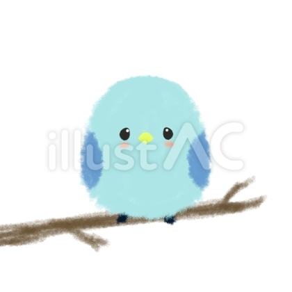 鳥ワンポイント*インコ*止まり木と青い鳥