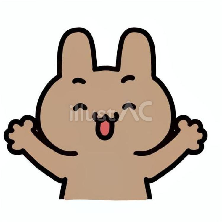 両手を高く上げて喜ぶうさぎ うさぎ,前足,肉球のイラスト素材