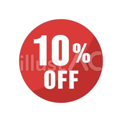 10%OFFの割引ラベルアイコン 赤