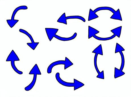 曲がり矢印セット青 曲がり矢印セット青 矢印,曲がる,下,上,右,左,こっち,ここ,案内,表記のイラスト素材